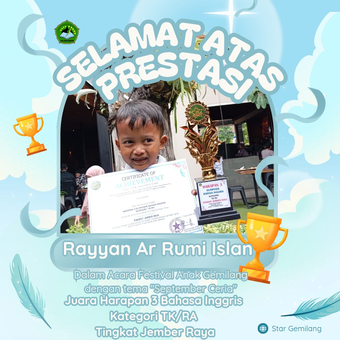 Juara Harapan 3 Bahasa Inggris kategori TK/RA