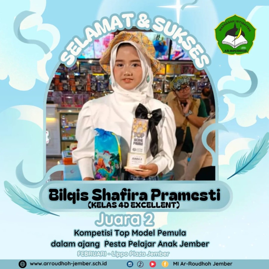 Bilqis Shafira Pramesti Raih Juara 2 Top Model Pemula pada Ajang Pesta Pelajar Anak